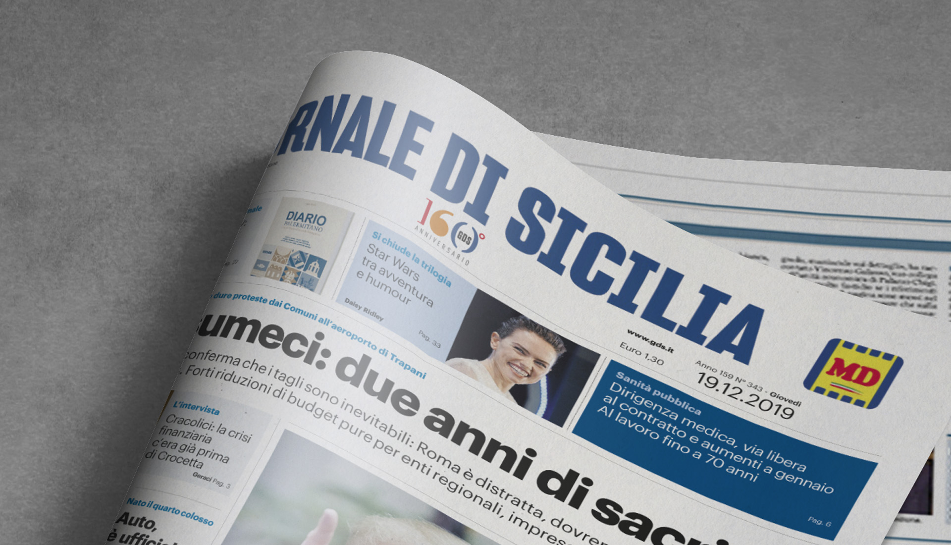Applicazione Logo Giornale di Sicilia 160° Anniversario - Danilo Li Muli - Gomez & Mortisia